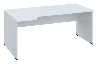 ERL 28 - 184 stůl kancelářský, rohový, levý, dřevěná podnož, deska 25 mm, široký 1800 mm, bílá